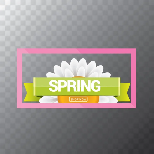 Vektor Spring Sale Web-Banner isoliert auf transparentem Hintergrund. abstrakte Frühlingsverkauf rosa Etikett oder Hintergrund mit schönen Blumen und Text — Stockvektor