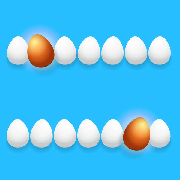 행복 한 부활절 인사말 카드 화려한 황금 달걀과 흰색 달걀 파란색 배경에 고립. 행복 한 부활절 창조적인 개념 그림을 벡터 — 스톡 벡터