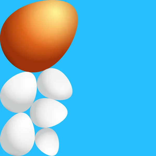 Boldog húsvéti üdvözlőlap színes arany-tojás és a kék háttér elszigetelt fehér tojás. Boldog húsvéti kreatív koncepció illusztráció vektor — Stock Vector