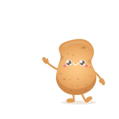 vektör komik karikatür küçük patates beyaz arka plan üzerinde izole gülümseyen şirin. sebze funky karakter