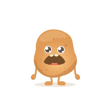 vektör komik karikatür küçük patates beyaz arka plan üzerinde izole gülümseyen şirin. sebze funky karakter