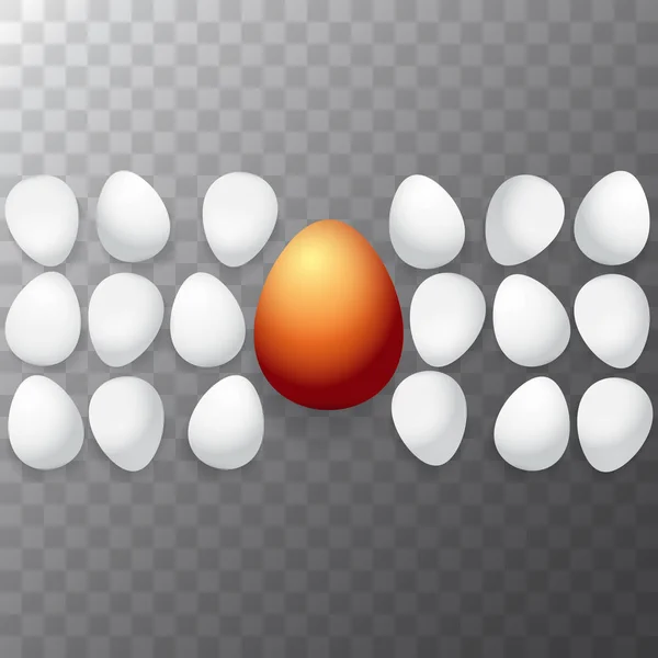 Boldog húsvéti üdvözlőlap színes arany-tojás és a fehér tojás elszigetelt átlátszó háttér. Boldog húsvéti kreatív koncepció illusztráció vektor — Stock Vector