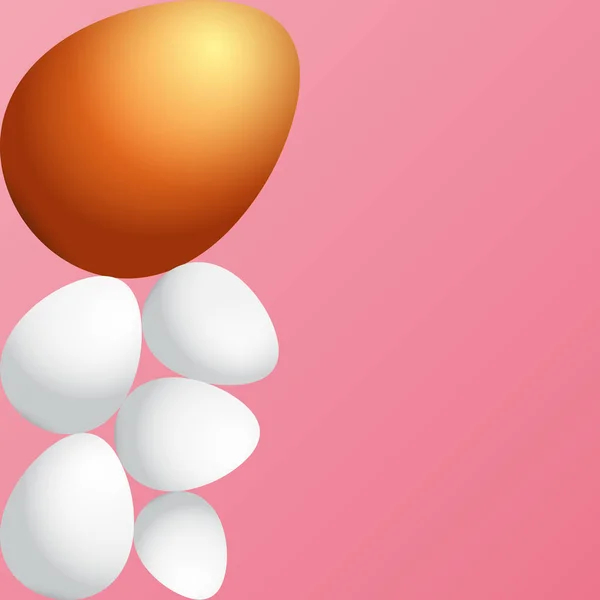 Щасливі великодні вітальні листівки з барвистим золотим яйцем і білими яйцями ізольовані на рожевому фоні. Вектор Щасливий Великодній творчий концепт ілюстрація — стоковий вектор