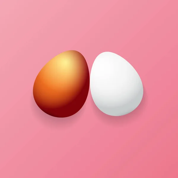 Bonne carte de vœux de Pâques avec œuf doré coloré et œufs blancs isolés sur fond rose. Vector Happy easter illustration de concept créatif — Image vectorielle