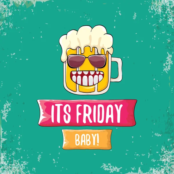 その金曜日赤ちゃんベクトル概念図グランジ背景に分離されたファンキーなビール文字で。幸せな金曜日のベクトルの背景 — ストックベクタ
