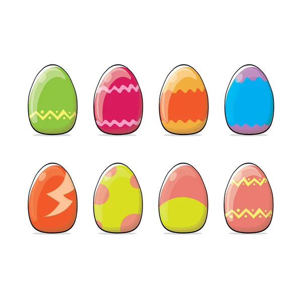 Conjunto de huevos de Pascua dibujados a mano de color con diferentes texturas aisladas sobre un fondo blanco.Spring holiday. Vector Illustration.Happy huevos de Pascua — Vector de stock