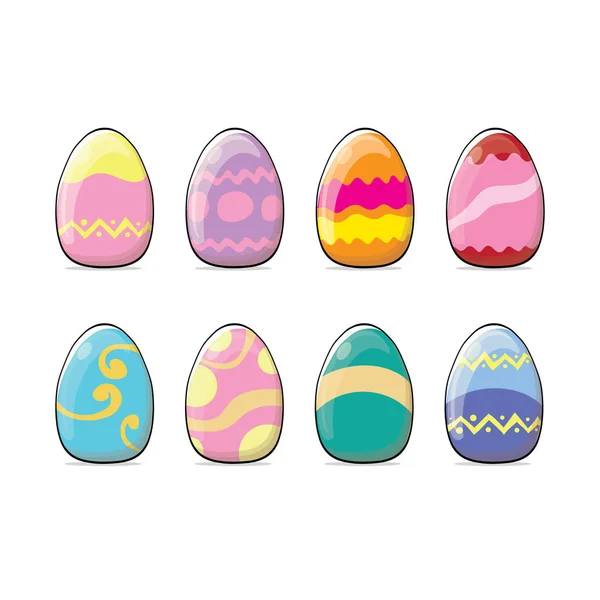 Набор цветных ручной работы Пасхальные яйца с различной текстурой изолированы на белом фоне. Vector Illustration.Happy пасхальные яйца — стоковый вектор