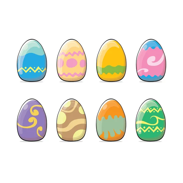 Набор цветных ручной работы Пасхальные яйца с различной текстурой изолированы на белом фоне. Vector Illustration.Happy пасхальные яйца — стоковый вектор