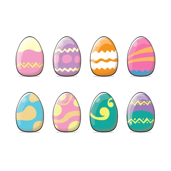 Conjunto de huevos de Pascua dibujados a mano de color con diferentes texturas aisladas sobre un fondo blanco.Spring holiday. Vector Illustration.Happy huevos de Pascua — Vector de stock