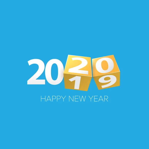 2020 Feliz ano novo fundo de design criativo ou cartão de saudação. 2020 números do ano novo isolado em azul —  Vetores de Stock