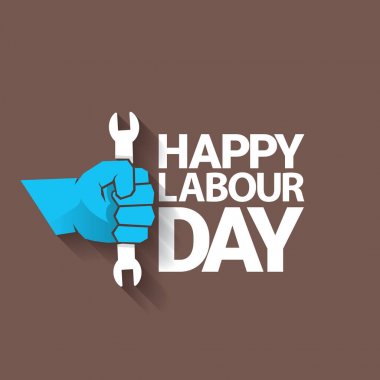 1 Mayıs - mutlu İşçi Bayramı. mutlu İşçi Bayramı posteri veya başlığı yumruk el ile vektör. işçi günü poster. İşçi Bayramı etiketi veya rozeti