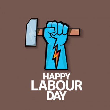 1 Mayıs - mutlu İşçi Bayramı. mutlu İşçi Bayramı posteri veya başlığı yumruk el ile vektör. işçi günü poster. İşçi Bayramı etiketi veya rozeti