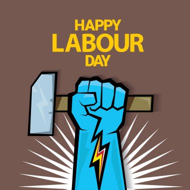 1 Mayıs - mutlu İşçi Bayramı. mutlu İşçi Bayramı posteri veya başlığı yumruk el ile vektör. işçi günü poster. İşçi Bayramı etiketi veya rozeti