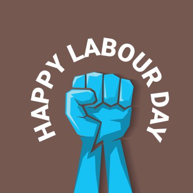 1 Mayıs - mutlu İşçi Bayramı. mutlu İşçi Bayramı posteri veya başlığı yumruk el ile vektör. işçi günü poster. İşçi Bayramı etiketi veya rozeti