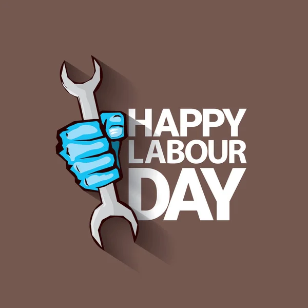 1 de mayo - feliz día del trabajo. vector feliz día del trabajo cartel o pancarta con el puño cerrado. cartel del día de los trabajadores. etiqueta o insignia del día laboral — Vector de stock