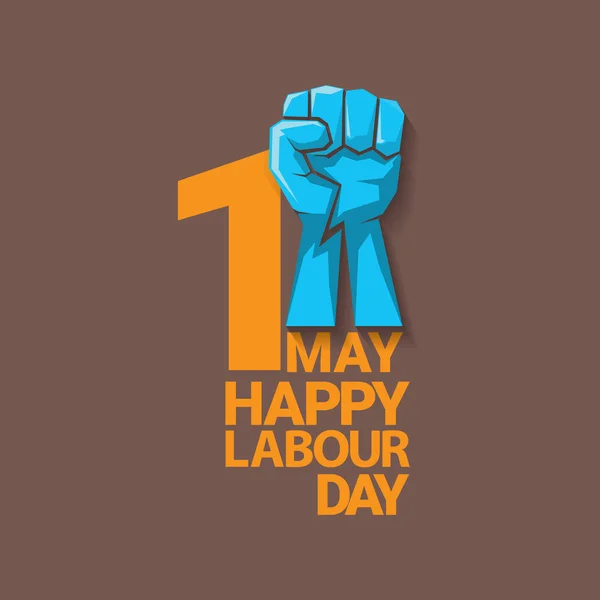 Május 1 - boldog munkaerő-nap. vektoros boldog ünnepe poszter vagy összeszorított ököllel a banner. munkavállalók nap poszter. munkaerő-nap címkéjén vagy jelvény — Stock Vector