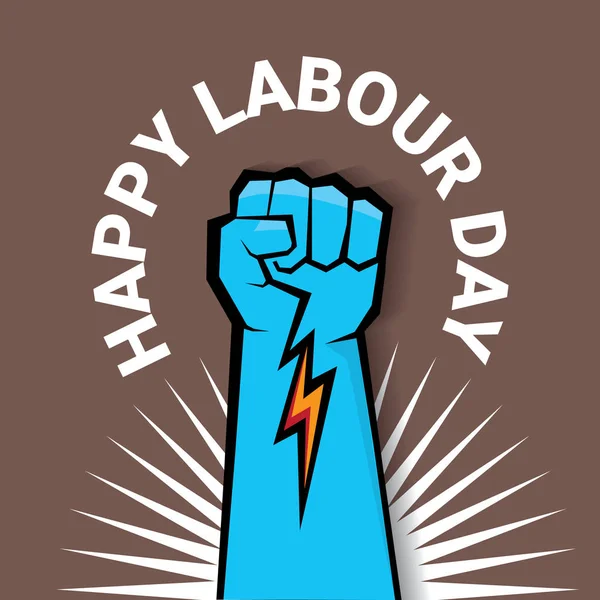 1 Mayıs - mutlu İşçi Bayramı. mutlu İşçi Bayramı posteri veya başlığı yumruk el ile vektör. işçi günü poster. İşçi Bayramı etiketi veya rozeti — Stok Vektör