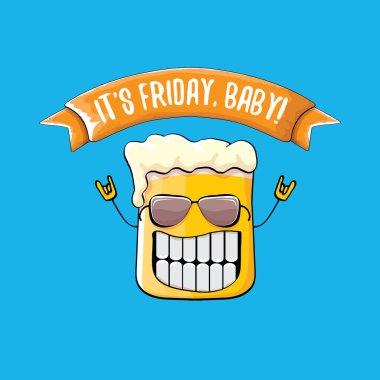 Onun cuma bebek vektör kavramı illüstrasyon funky bira karakteri mavi arka plan üzerinde izole ile. mutlu cuma vektör arka plan