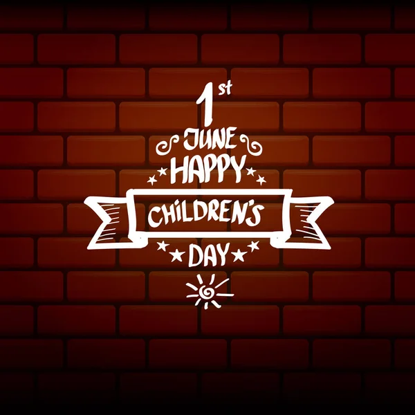 1 junio Antecedentes Día Internacional de los Niños. Etiqueta de día para niños o tarjeta de felicitación. cartel del día de niños — Vector de stock