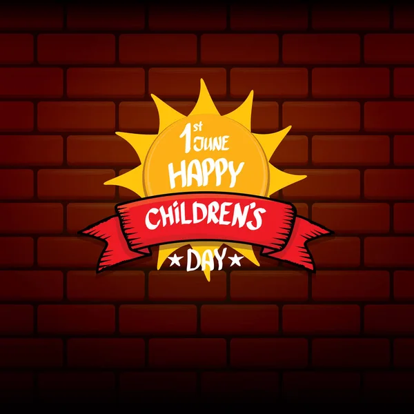 1 junio Antecedentes Día Internacional de los Niños. Etiqueta de día para niños o tarjeta de felicitación. cartel del día de niños — Vector de stock