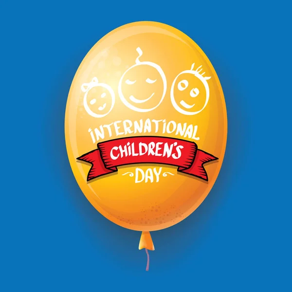 1 juni internationaler kindertag hintergrund. Glückliche Grußkarte zum Kindertag mit Luftballons am Himmel. Plakat zum Kindertag — Stockvektor