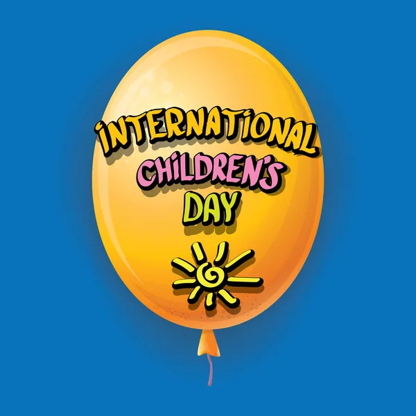 1 junio Antecedentes Día Internacional de los Niños. feliz día de los niños tarjeta de felicitación con globos en el cielo. cartel del día de niños — Vector de stock