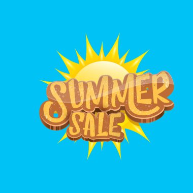 vektör yaz satış etiketi veya güneş ile mavi gökyüzü arka plan üzerinde etiket. Yaz satışı poster veya afiş tasarım şablonu.