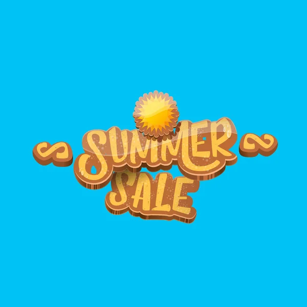 Vector Summer verkoop label of tag op blauwe hemel achtergrond met zon. Zomer verkoop poster of banner ontwerpsjabloon. — Stockvector
