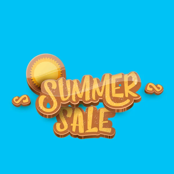 Vektor sommar försäljning etikett eller tagg på blå himmel bakgrund med solen. Sommar REA affisch eller banner designmall. — Stock vektor