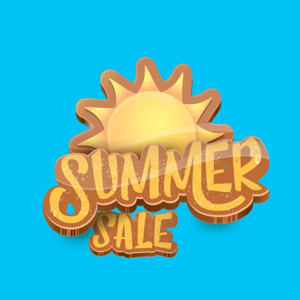 Vector Summer verkoop label of tag op blauwe hemel achtergrond met zon. Zomer verkoop poster of banner ontwerpsjabloon. — Stockvector