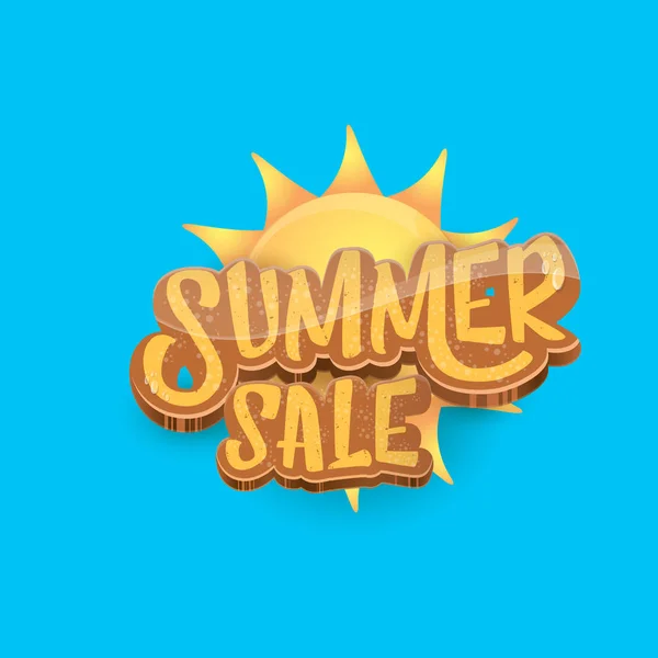 Vetor de verão venda etiqueta ou etiqueta no fundo do céu azul com sol. Cartaz de venda de verão ou modelo de design de banner . — Vetor de Stock