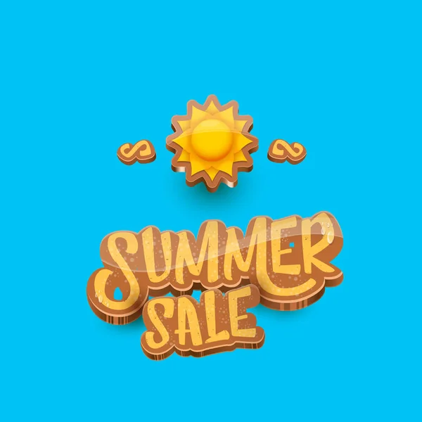 Vector Summer verkoop label of tag op blauwe hemel achtergrond met zon. Zomer verkoop poster of banner ontwerpsjabloon. — Stockvector