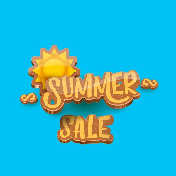 Vector Summer verkoop label of tag op blauwe hemel achtergrond met zon. Zomer verkoop poster of banner ontwerpsjabloon. — Stockvector