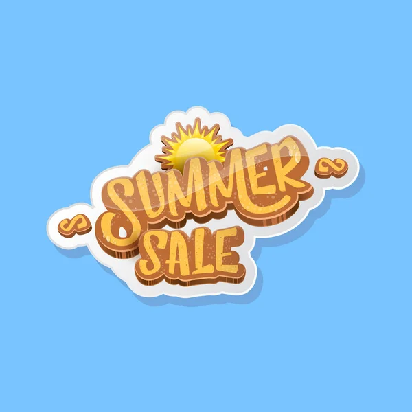 Označení v letním prodeji nebo značka izolovaná na modrém pozadí. Plakát s prodejem slev na růžovou letní, štítek, skládanku nebo leták. — Stockový vektor