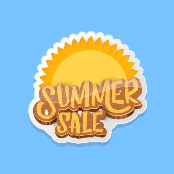 Summer sale label or tag isolated on blue background. Pink Summer sale discount poster, sticker, banner or flyer design template. — Stock Vector