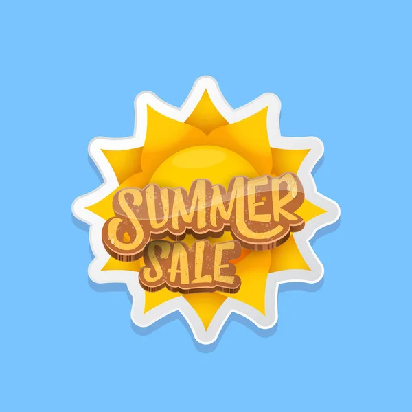 Summer sale label or tag isolated on blue background. Pink Summer sale discount poster, sticker, banner or flyer design template. — Stock Vector