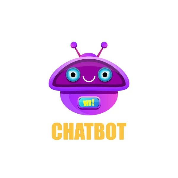 Personnage chatbot mignon isolé sur fond blanc. Vector Assistant robot drôle, chatter bot, assistant chatbot logo ou étiquette — Image vectorielle