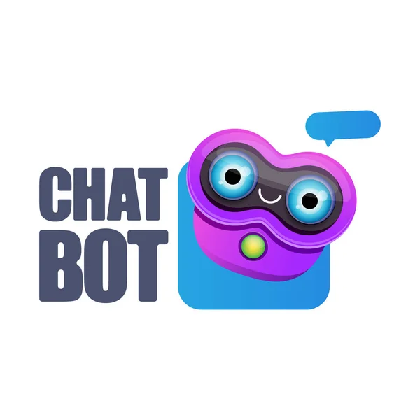 Personnage chatbot mignon ou assistant intelligent avec bulle vocale isolé sur fond blanc. Vector Assistant robot drôle, chatter bot, assistant chatbot logo ou étiquette — Image vectorielle