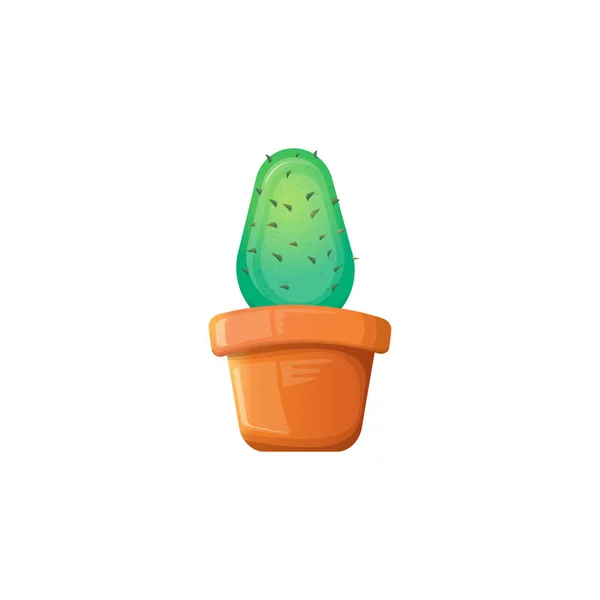 Vecteur dessin animé cactus vert en pot isolé sur fond blanc. icône drôle de plante d'intérieur — Image vectorielle