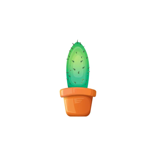 Vecteur dessin animé cactus vert en pot isolé sur fond blanc. icône drôle de plante d'intérieur — Image vectorielle