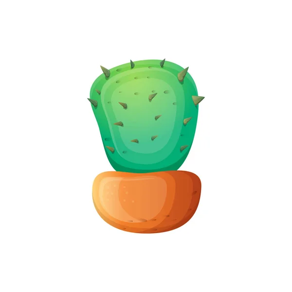 Vector de dibujos animados cactus verde en maceta aislado sobre fondo blanco. icono de planta de interior divertido — Vector de stock