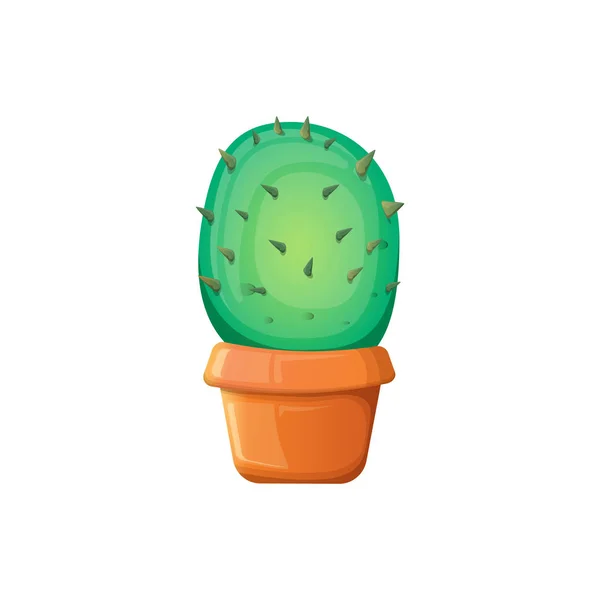 Vector de dibujos animados cactus verde en maceta aislado sobre fondo blanco. icono de planta de interior divertido — Vector de stock