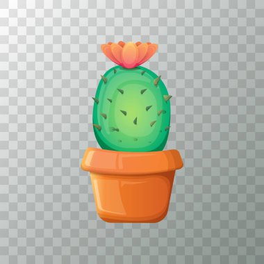şeffaf arka plan üzerinde izole pot vektör karikatür yeşil kaktüs. komik houseplant simgesi