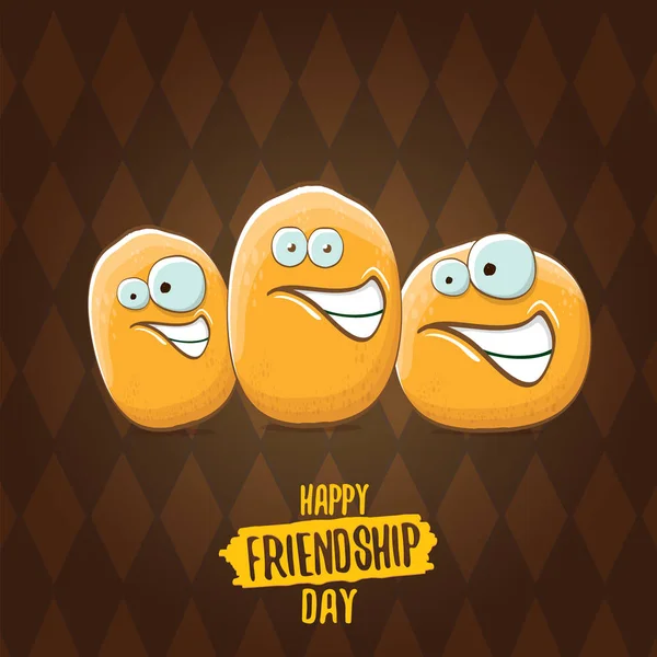 행복 한 우정 의 날 벡터 그림입니다. 펑키 키즈 감자 와 friends.vector 친구 작은 아이 감자 문자 데 재미 고립 된 갈색 배경. — 스톡 벡터