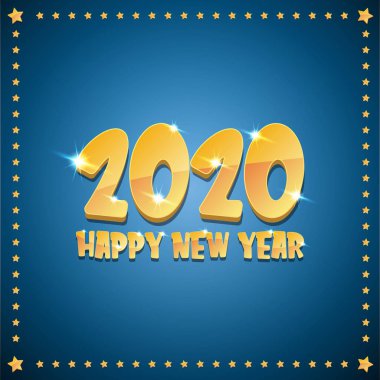 2020 Happy chinese new year of the Rat creative design background or greeting card. 2020 new year golden numbers on blue clipart