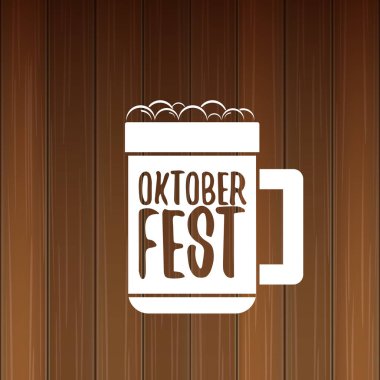 bira bardağı veya ahşap arka plan üzerinde izole bira kupa ile vektör oktoberfest vektör etiketi. octoberfest vektör grafik afiş veya afiş tasarım şablonu