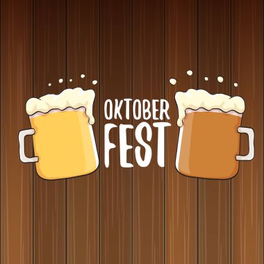 bira bardağı veya ahşap arka plan üzerinde izole bira kupa ile vektör oktoberfest vektör etiketi. octoberfest vektör grafik afiş veya afiş tasarım şablonu
