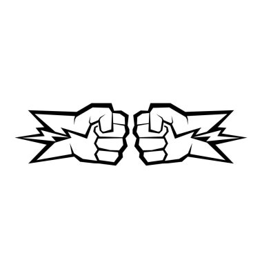 Two clenched fists bumping. Conflict, protest, brotherhood or clash concept vector illustration clipart