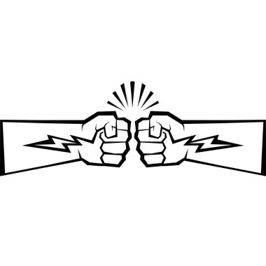 Two clenched fists bumping. Conflict, protest, brotherhood or clash concept vector illustration clipart