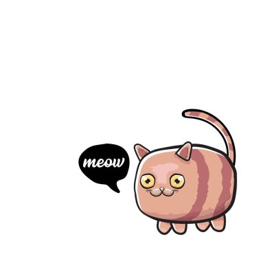 kawaii sevimli kedi beyaz arka plan üzerinde izole. Büyük gözlü karikatür mutlu kedi yavrusu